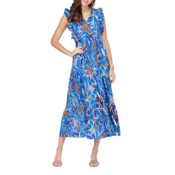 Jade Dresses & Skirts - Jade Paisley V-Neck Maxi Dress, Blue - Medium